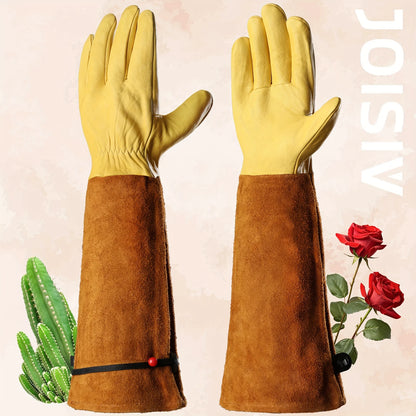 Professional Gardening Gloves: Thorn-proof, adjustable cuff, breathable leather, forearm protection. Ideal for gardening