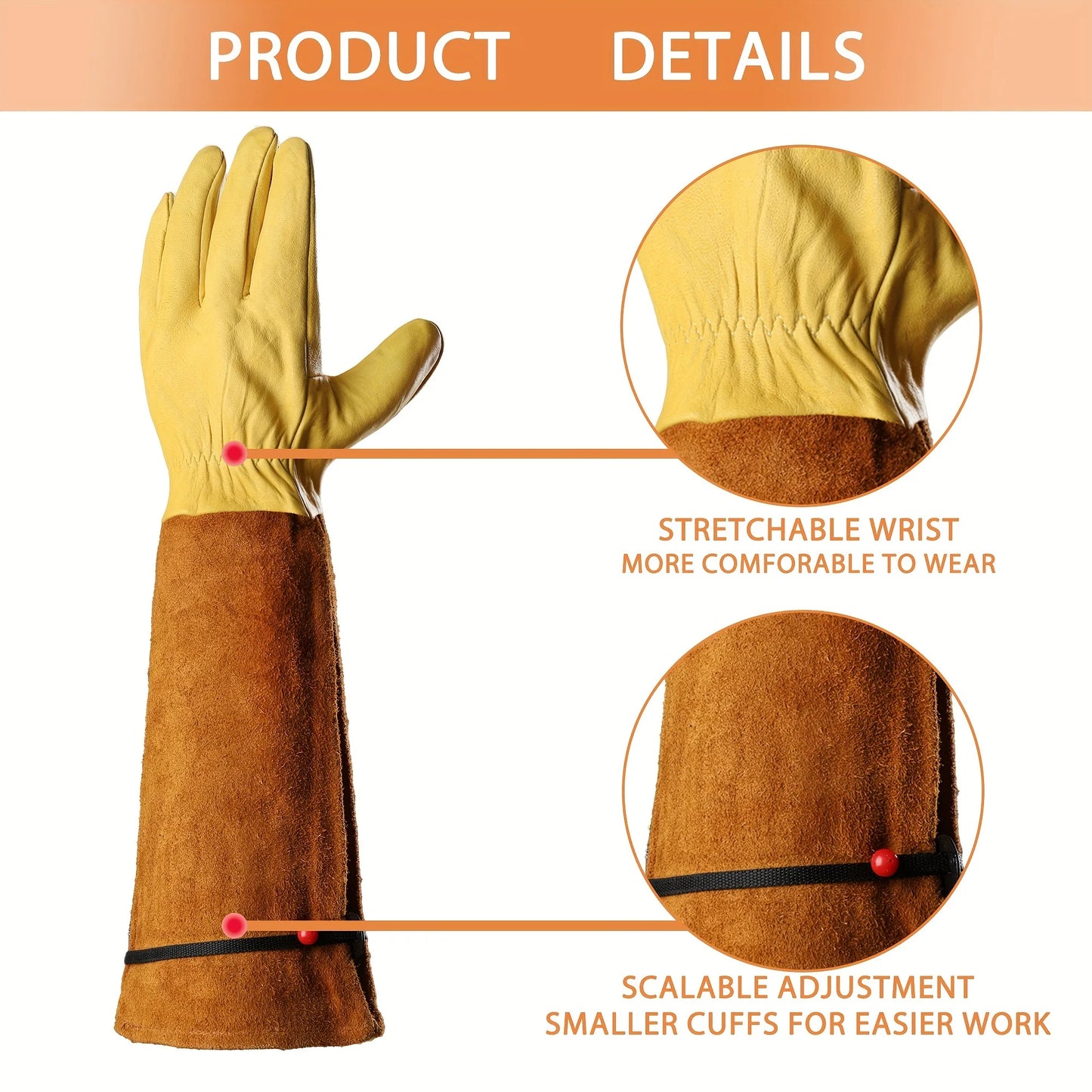 Professional Gardening Gloves: Thorn-proof, adjustable cuff, breathable leather, forearm protection. Ideal for gardening